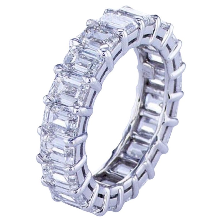 GIA Certified 8.71 Carat Emerald Cut Diamond Eternity Band Ring For Sale at  1stDibs