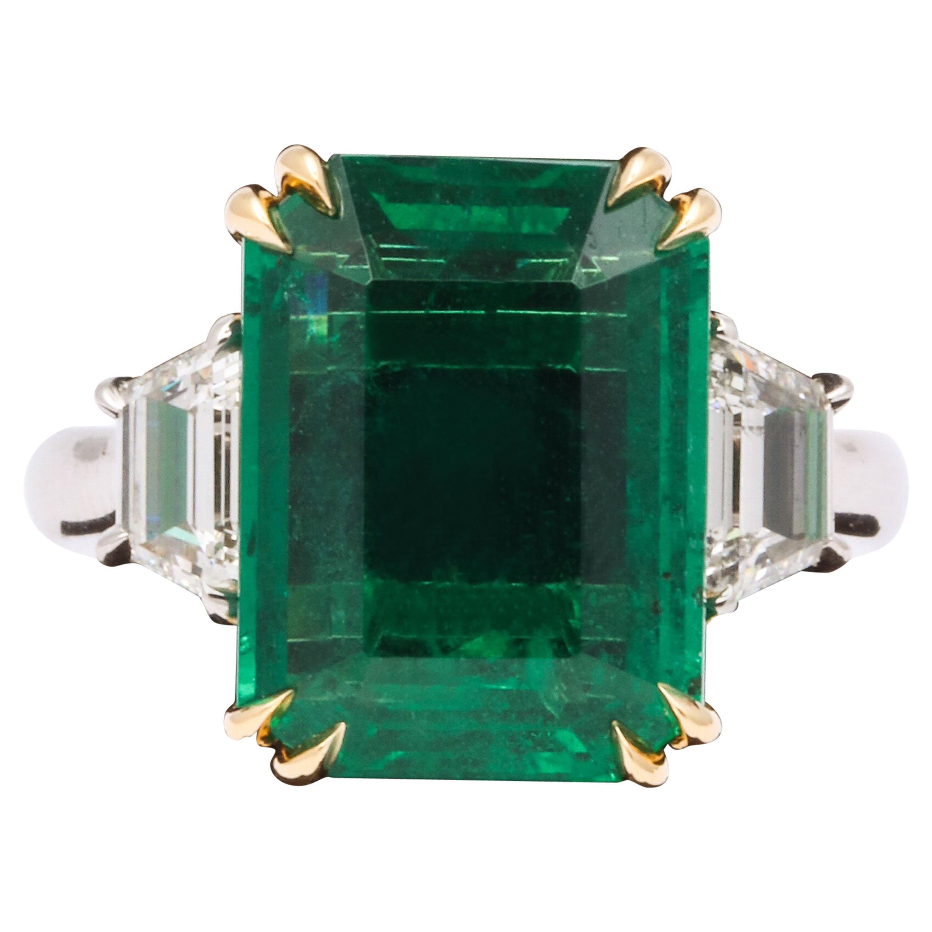 GIA Certified 8.81 Carat Emerald and Diamond Ring