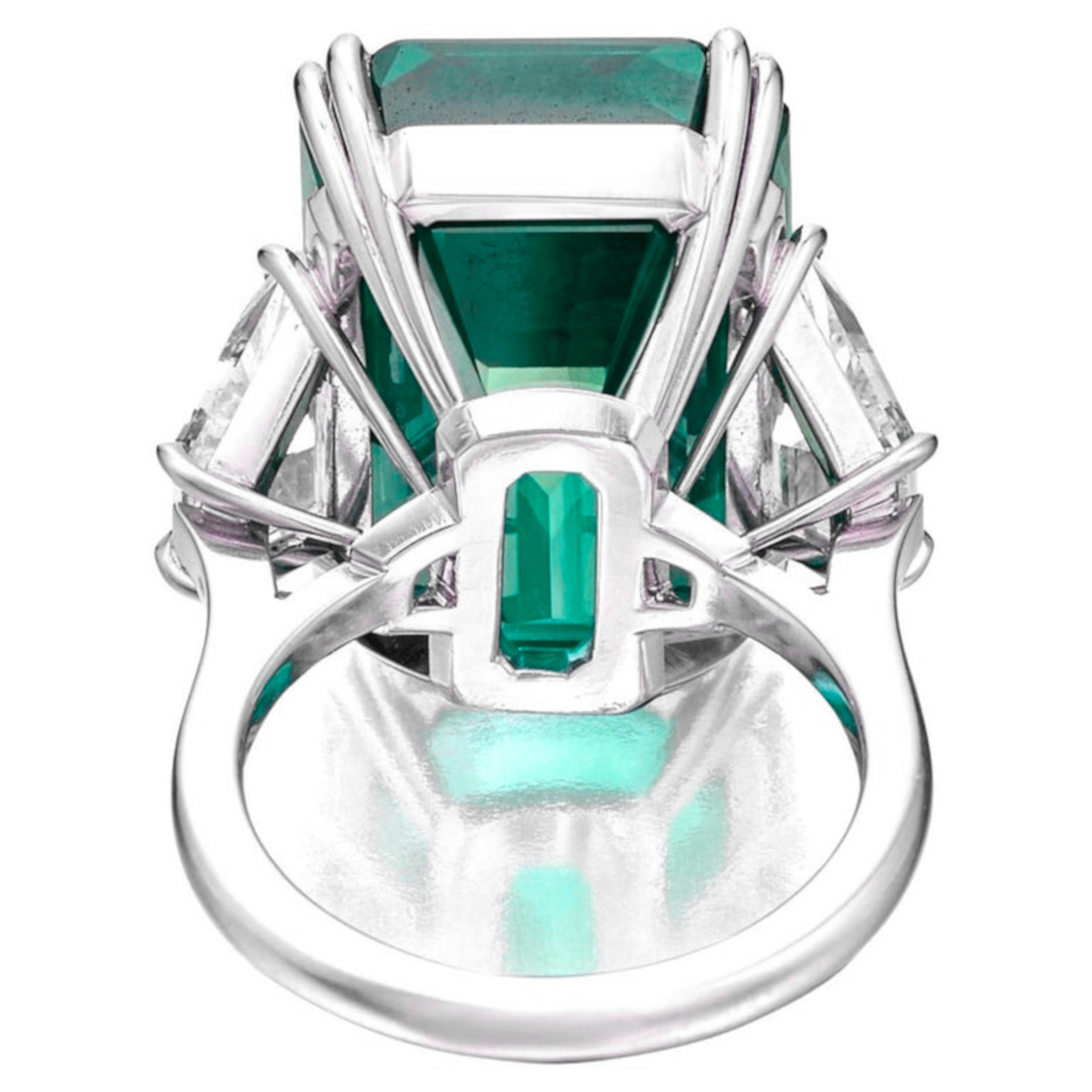 Emerald Cut GIA Certified 8.84 Carat NO OIL Emerald Diamond Ring For Sale