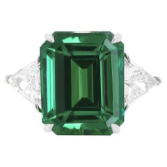 GIA Certified 8.88 Carat Green Emerald Diamond Ring