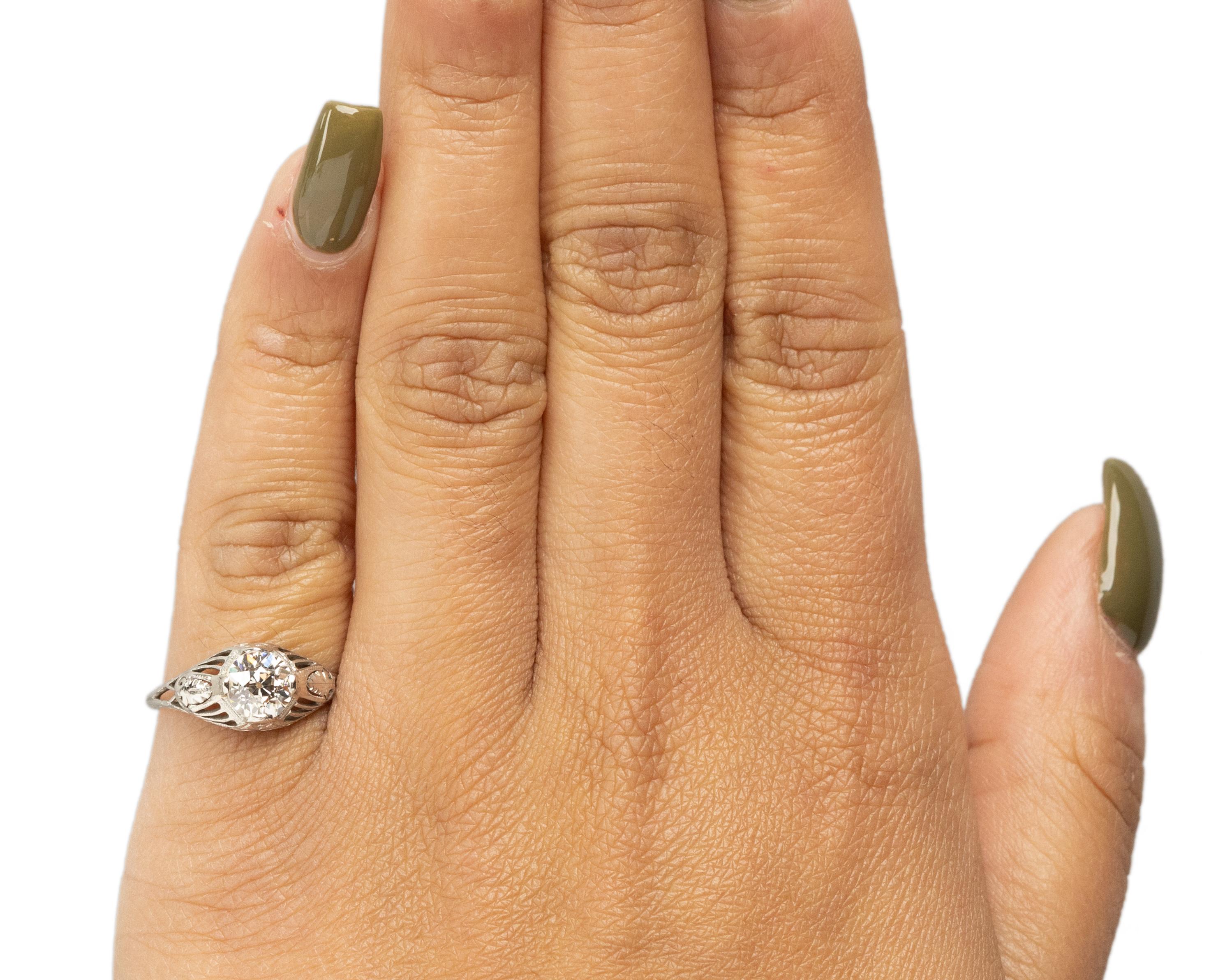 GIA Certified .89 Carat Art Deco Diamond Platinum Engagement Ring In Good Condition For Sale In Atlanta, GA