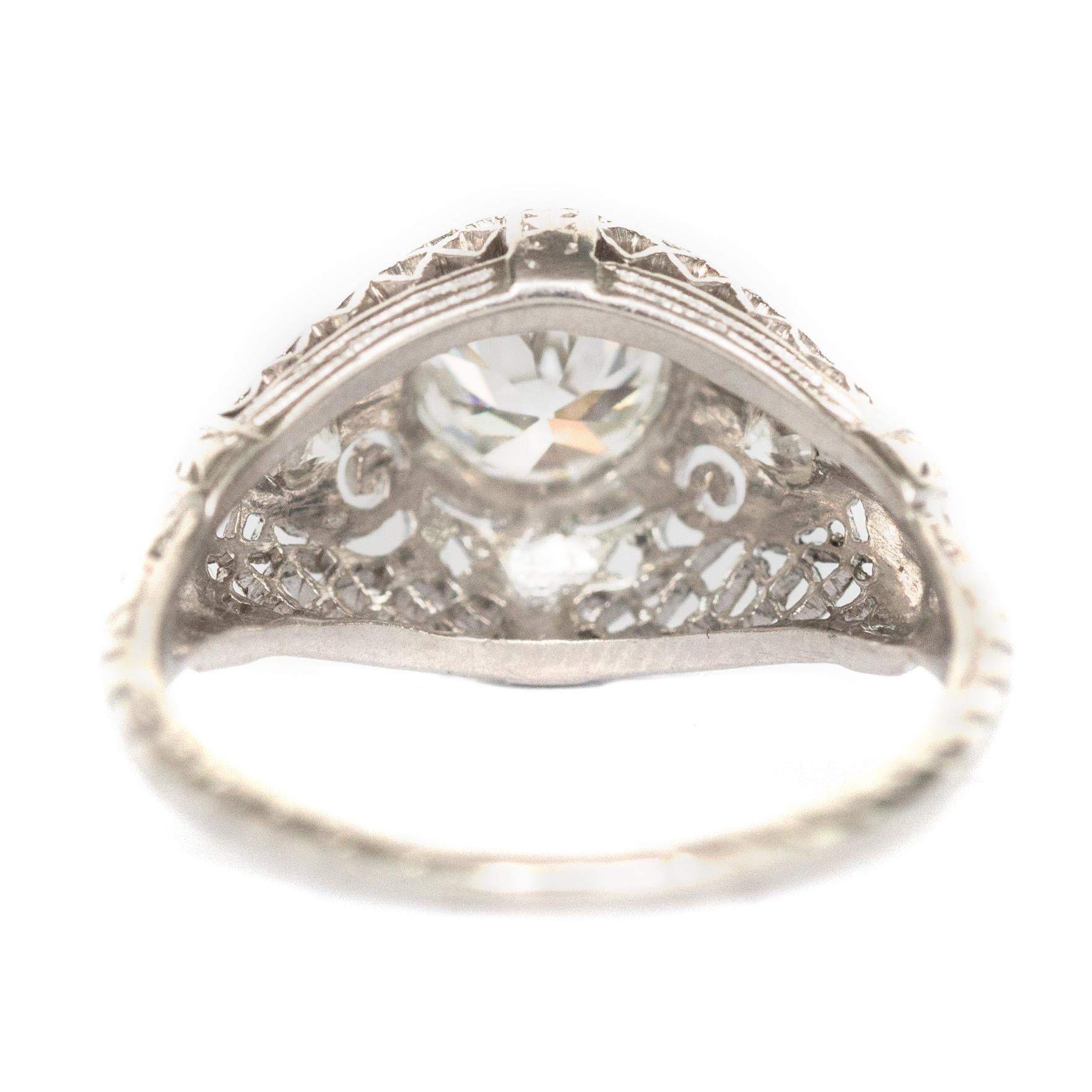 Edwardian GIA Certified .89 Carat Diamond Platinum Engagement Ring For Sale