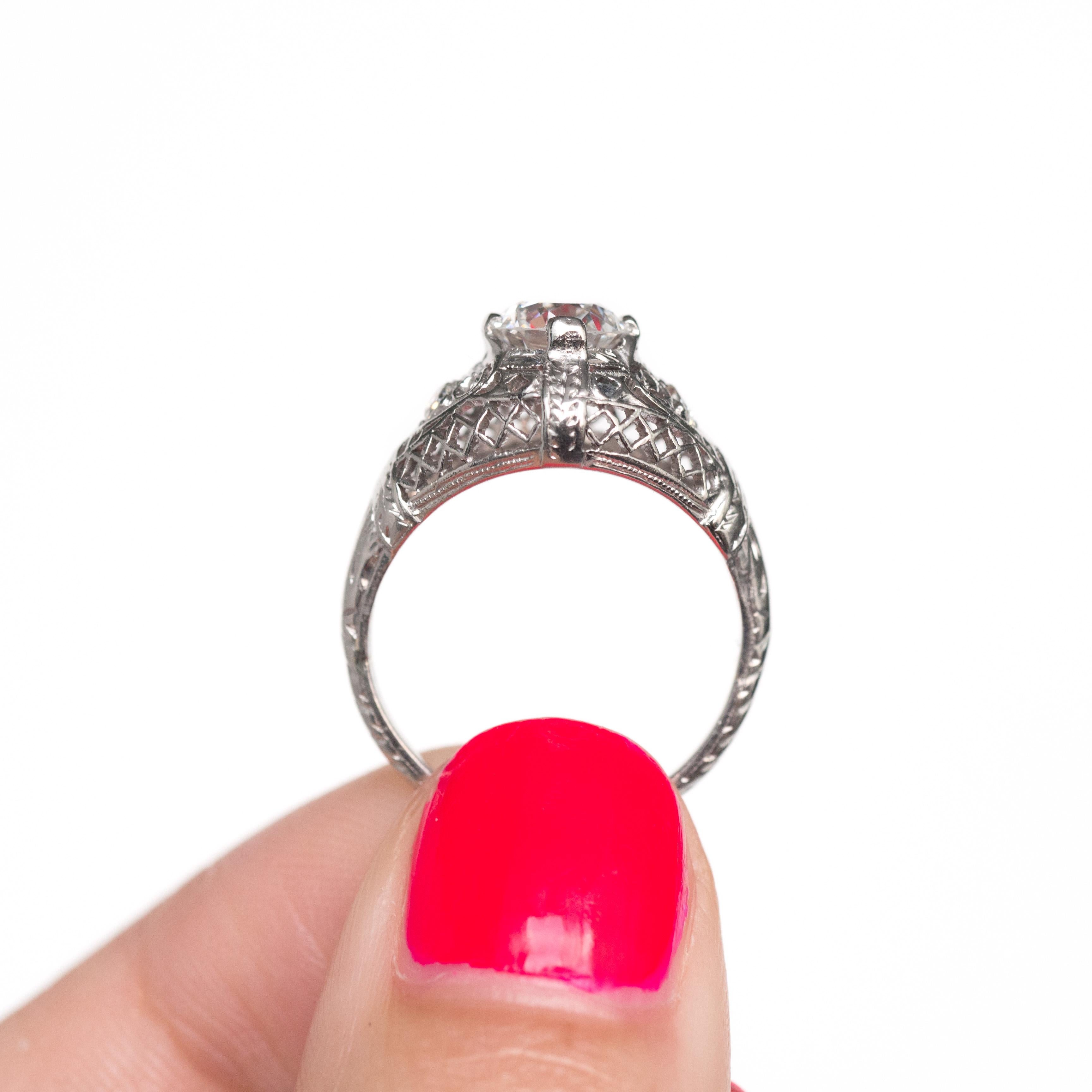 GIA Certified .89 Carat Diamond Platinum Engagement Ring In Good Condition For Sale In Atlanta, GA