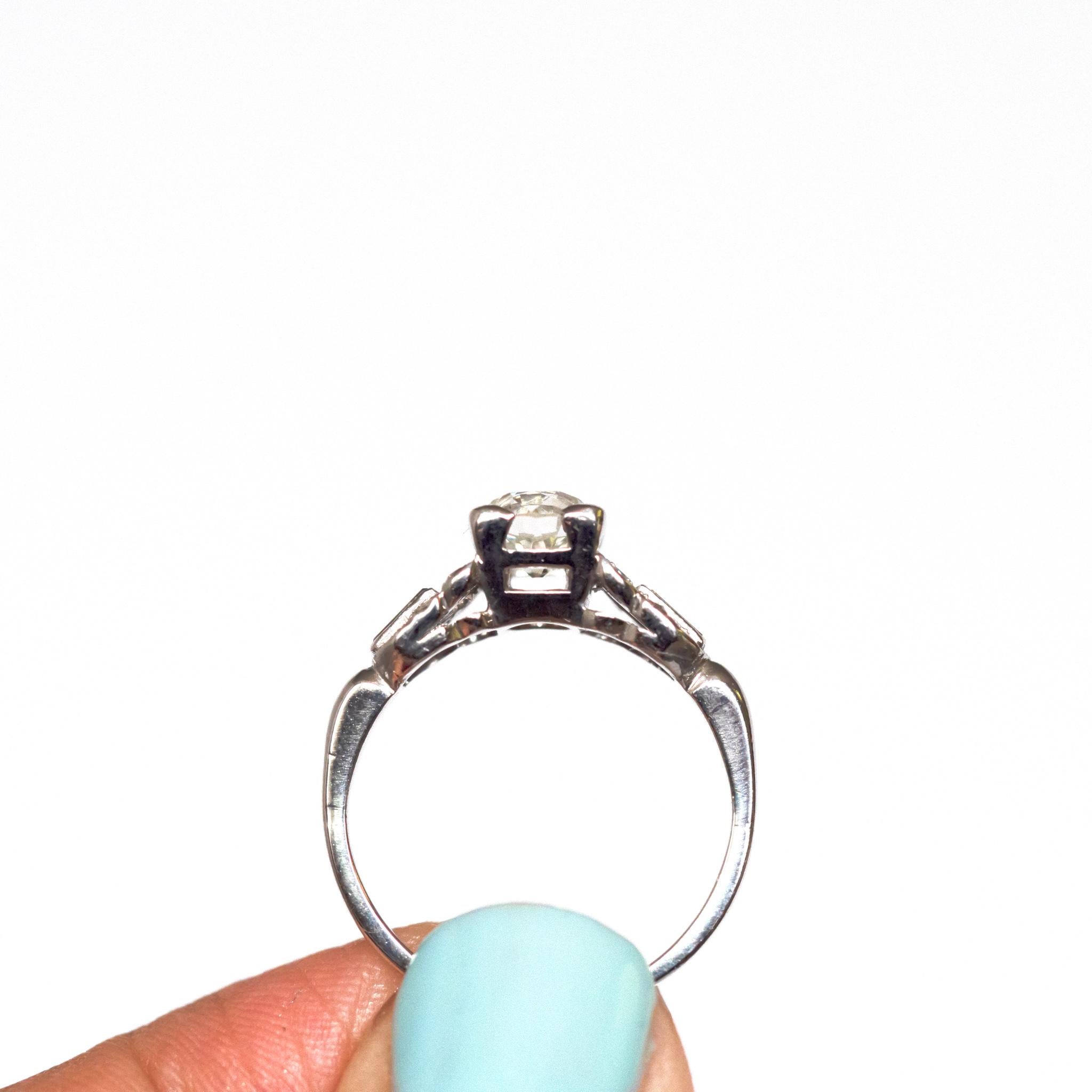 Old European Cut GIA Certified .89 Carat Diamond Platinum Engagement Ring For Sale