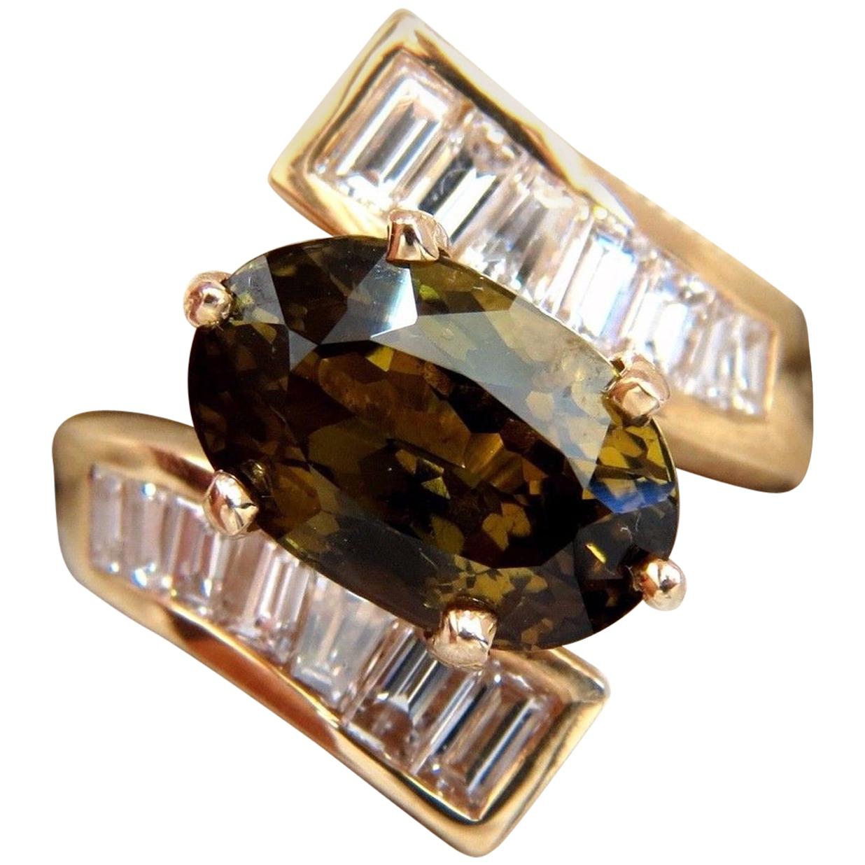 GIA zertifiziert 8,92 Karat natürliche Chrysoberyll Diamanten Bypass Ring 14 Karat*
