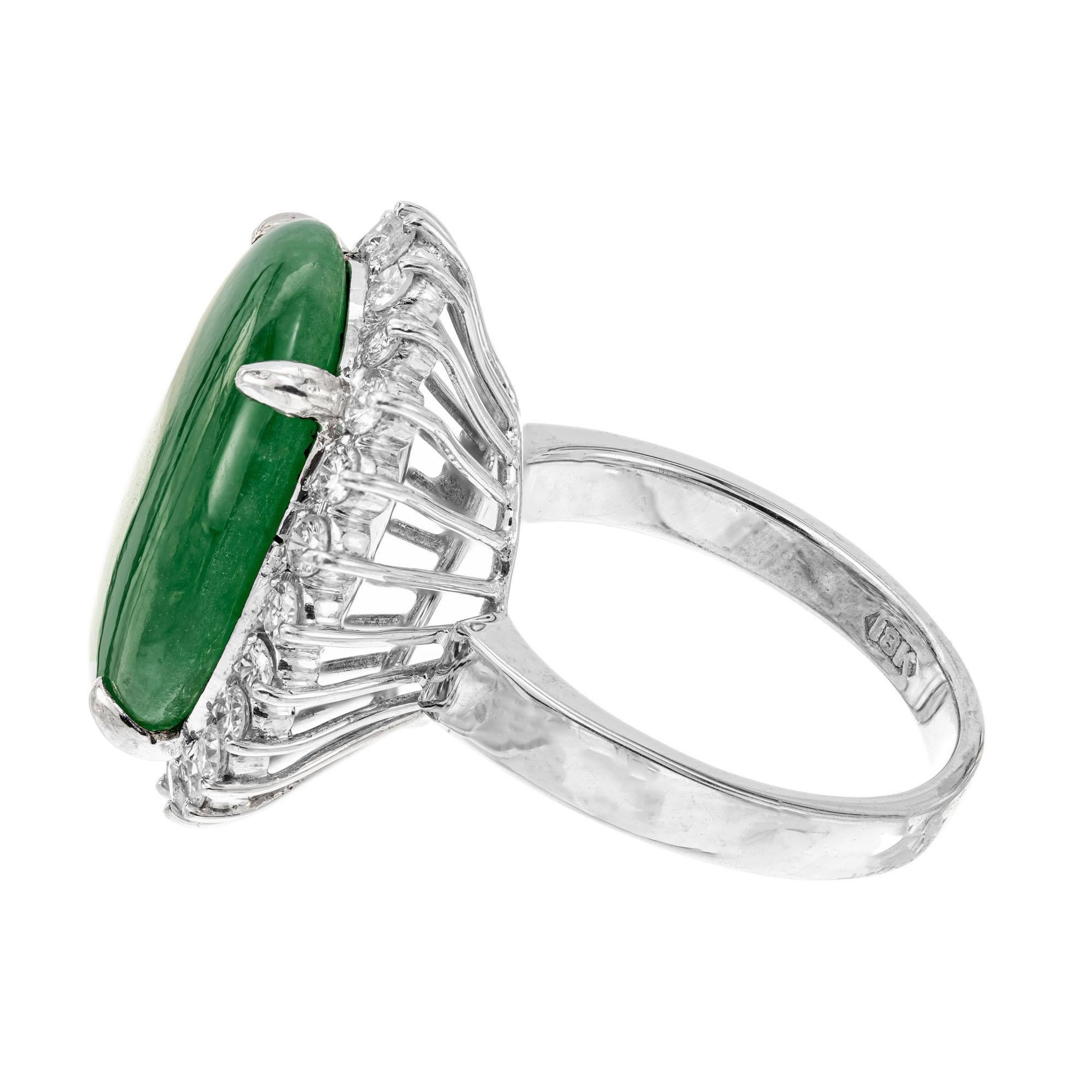 Women's GIA Certified 8.95 Carat Jadeite Jade Diamond Halo White Gold Cocktail Ring For Sale