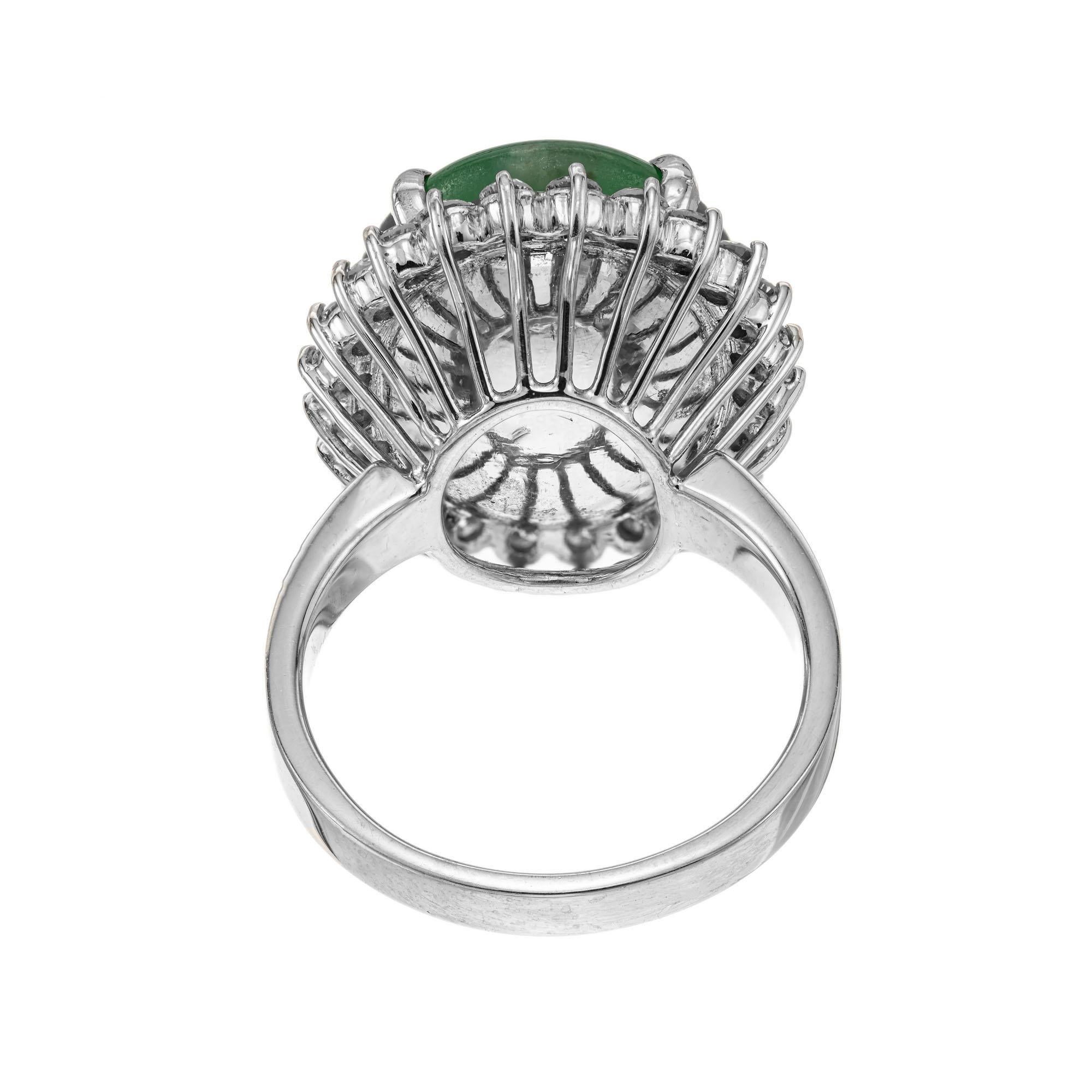 GIA Certified 8.95 Carat Jadeite Jade Diamond Halo White Gold Cocktail Ring For Sale 1