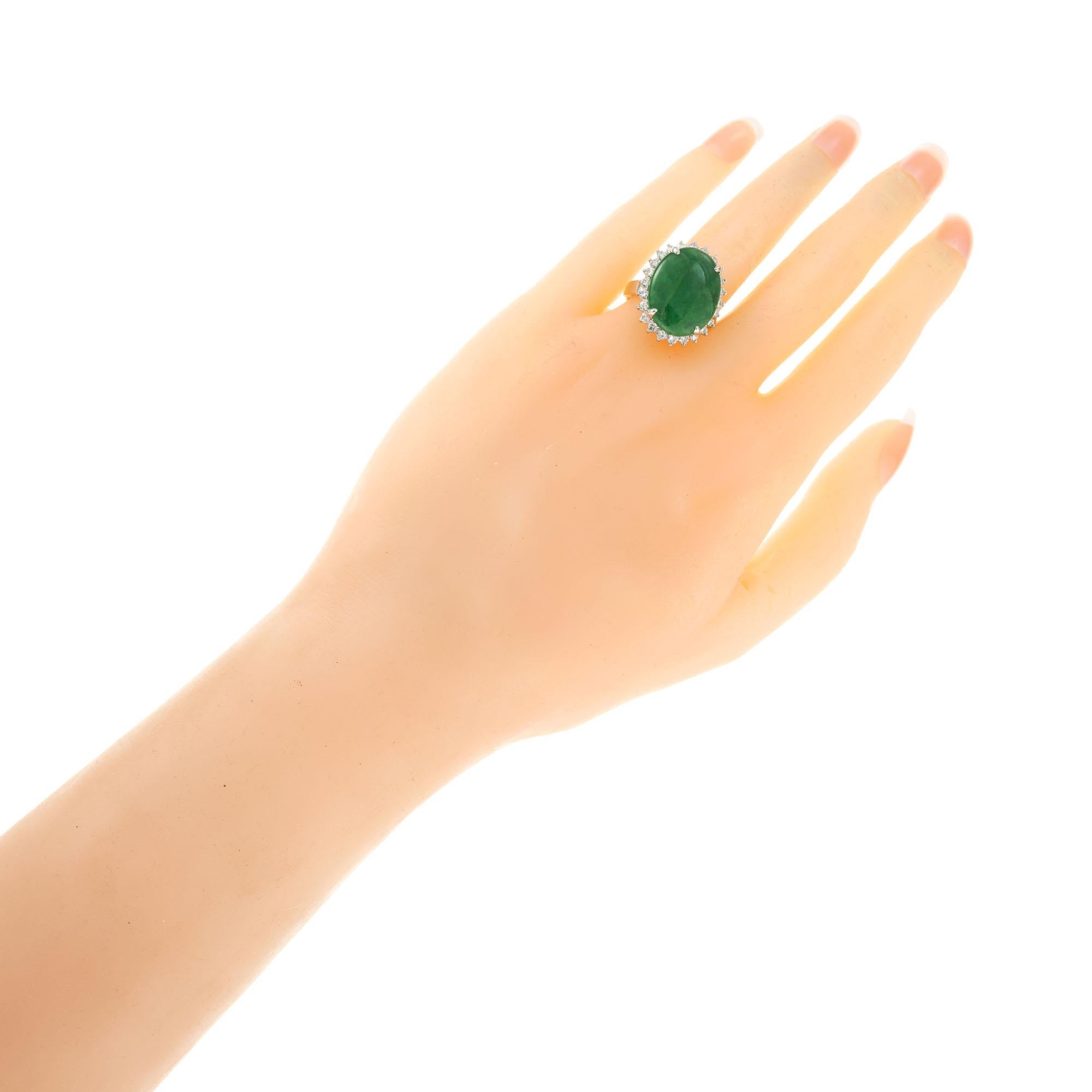 GIA-zertifizierter 8,95 Karat Jadeit Jade Diamant Halo Weißgold Cocktail-Ring im Angebot 3