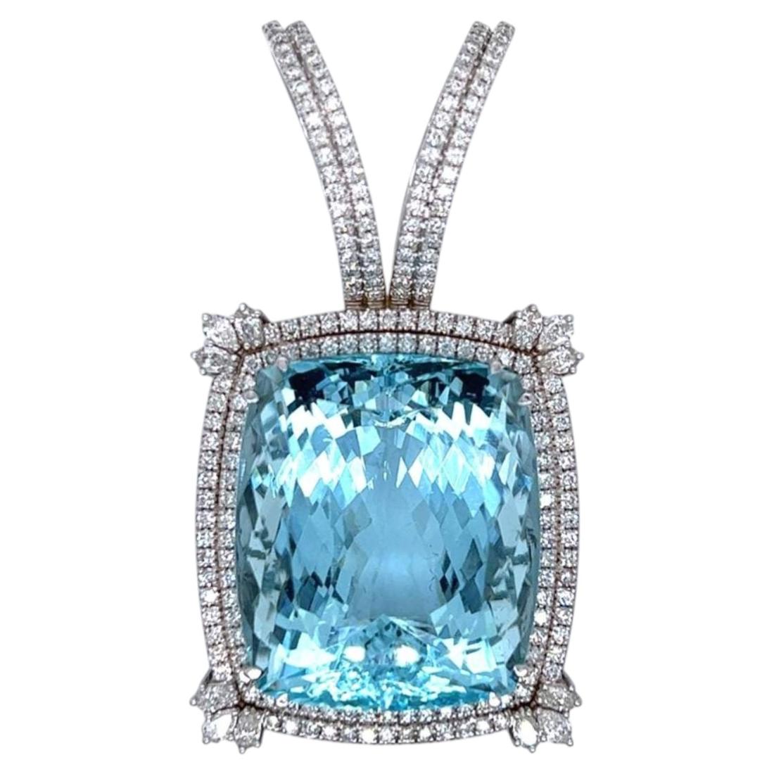 GIA Certified 89.93 Ct. Aquamarine & Diamond Pendant.