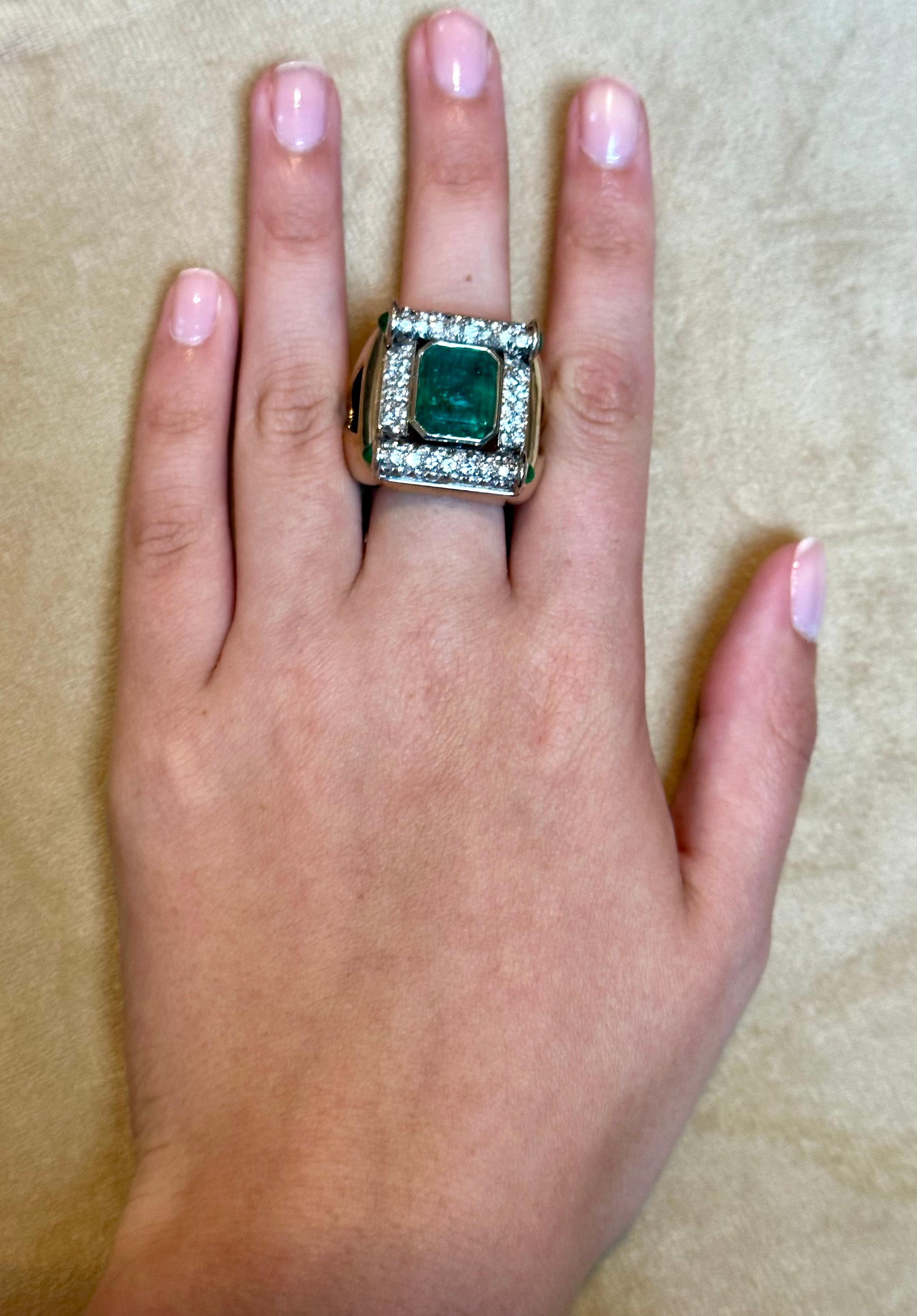 GIA Certified 8ct Emerald Cut Colombian Emerald Diamond  Ring 18kt White Gold For Sale 7