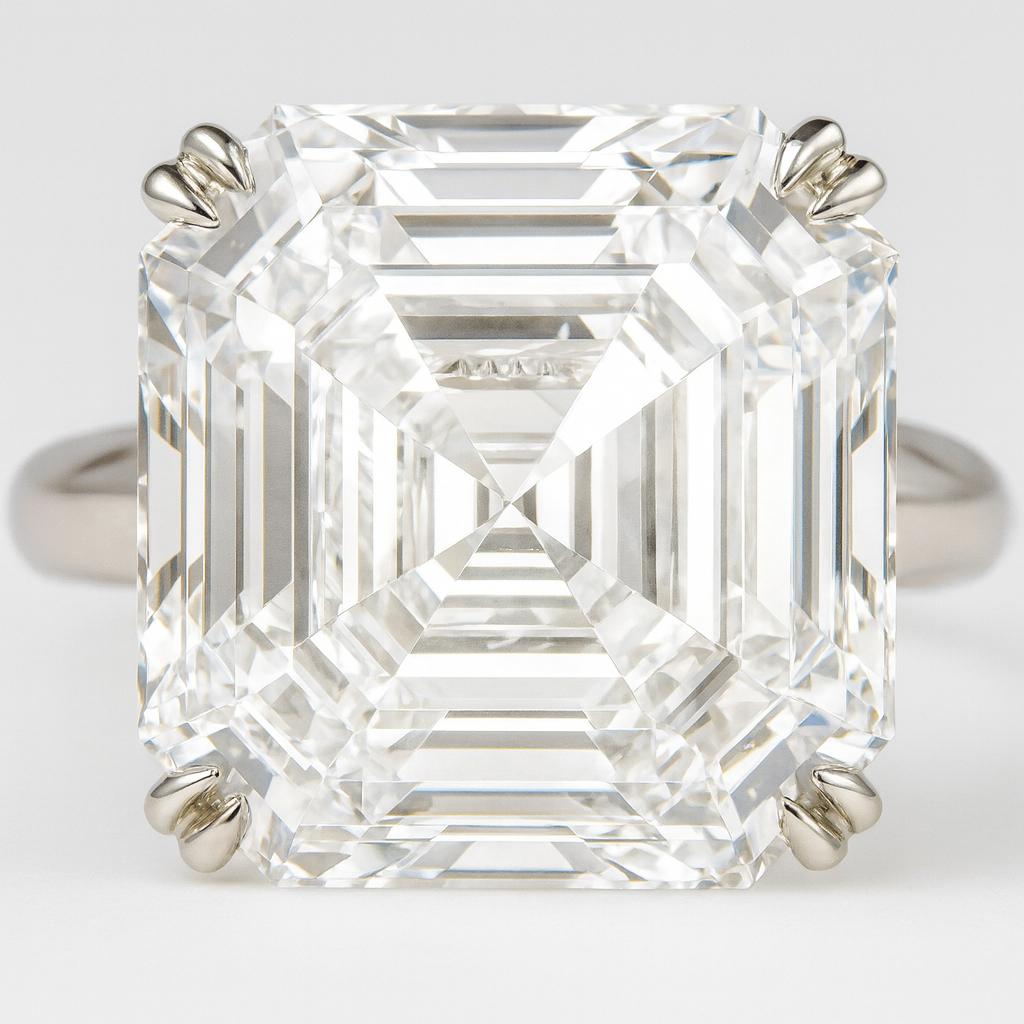 Women's or Men's GIA Certified 9 Carat Asscher Cut Diamond Platinum Ring For Sale