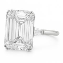 GIA Certified 9 Carat Emerald Cut Diamond Three-Stone Platinum Ring