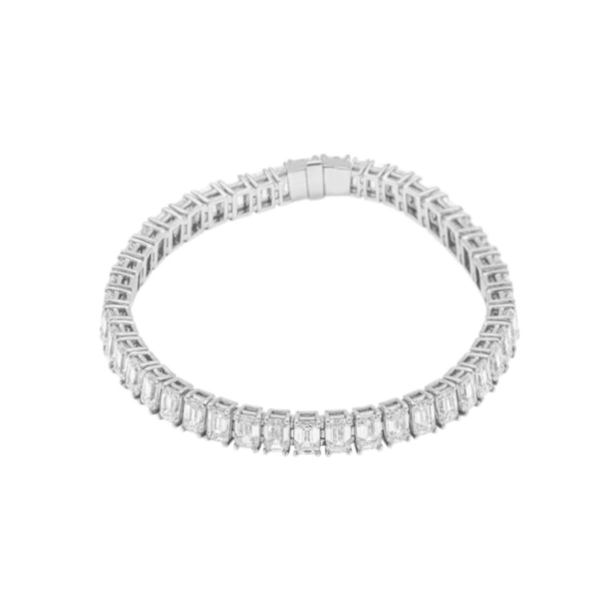 GIA Certified 9 Carat Emerald Cut Eternity Band Ring & Matching 22 Carat Tennis In New Condition For Sale In Chicago, IL