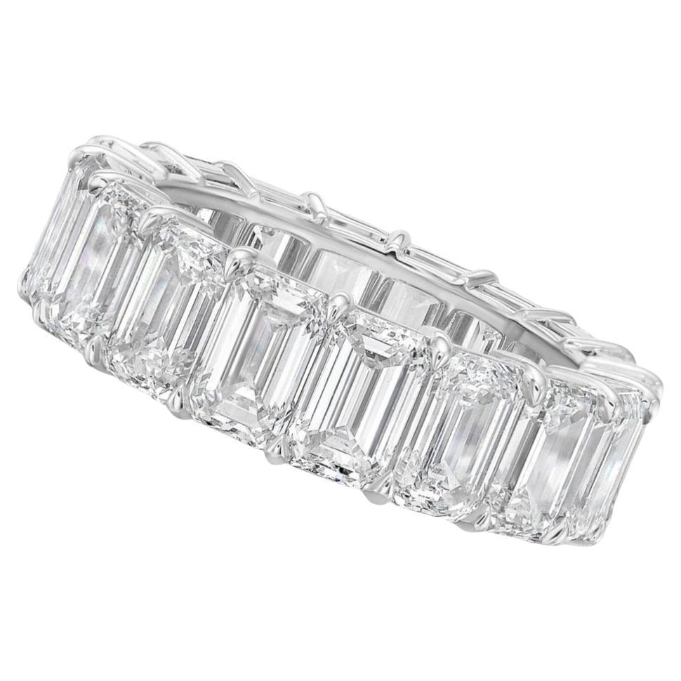 GIA Certified 9 Carat Emerald Cut Eternity Band Ring & Matching 22 Carat Tennis