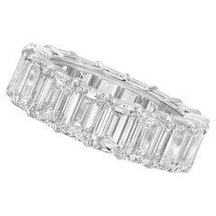 GIA Certified 9 Carat Emerald Cut Eternity Band Ring & Matching 22 Carat Tennis
