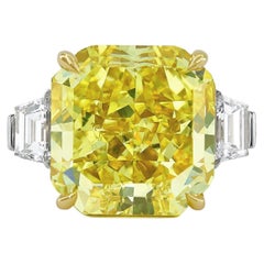 GIA Certified 5 Carat Fancy Intense Yellow Cushion Diamond Internally Flawless 