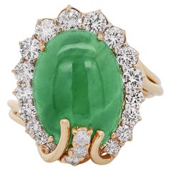 GIA Certified 9 Carat Jadeite Jade Type A and Diamond Halo Ring