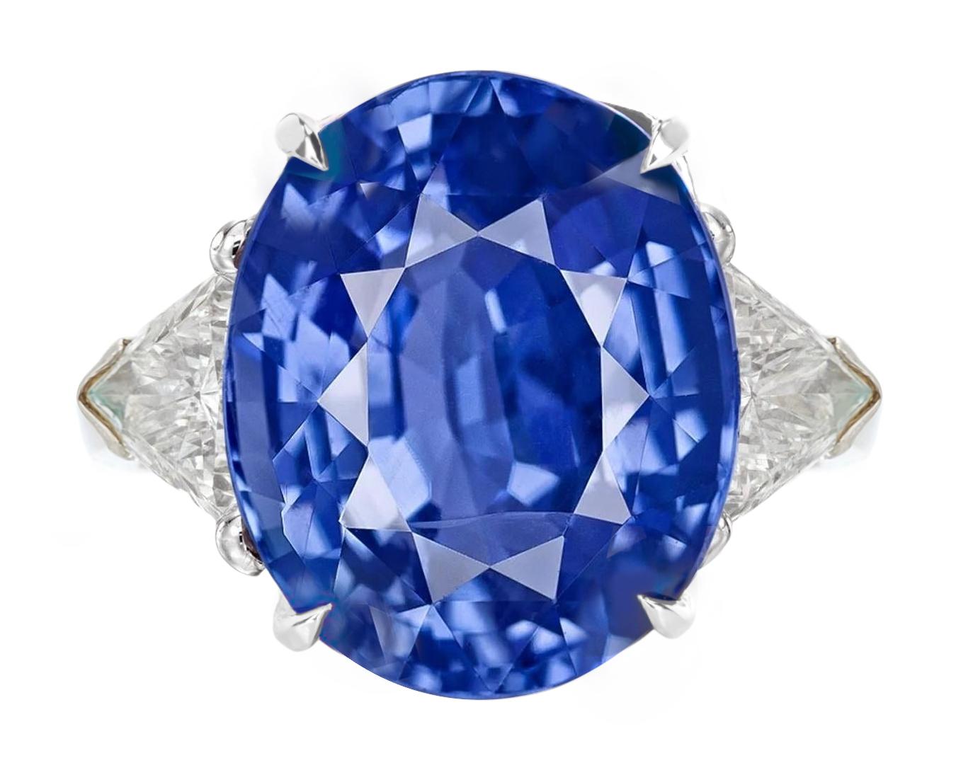 Verlobungsring mit GIA-zertifiziertem 9 Karat ovalem blauem Saphir  (Ovalschliff) im Angebot