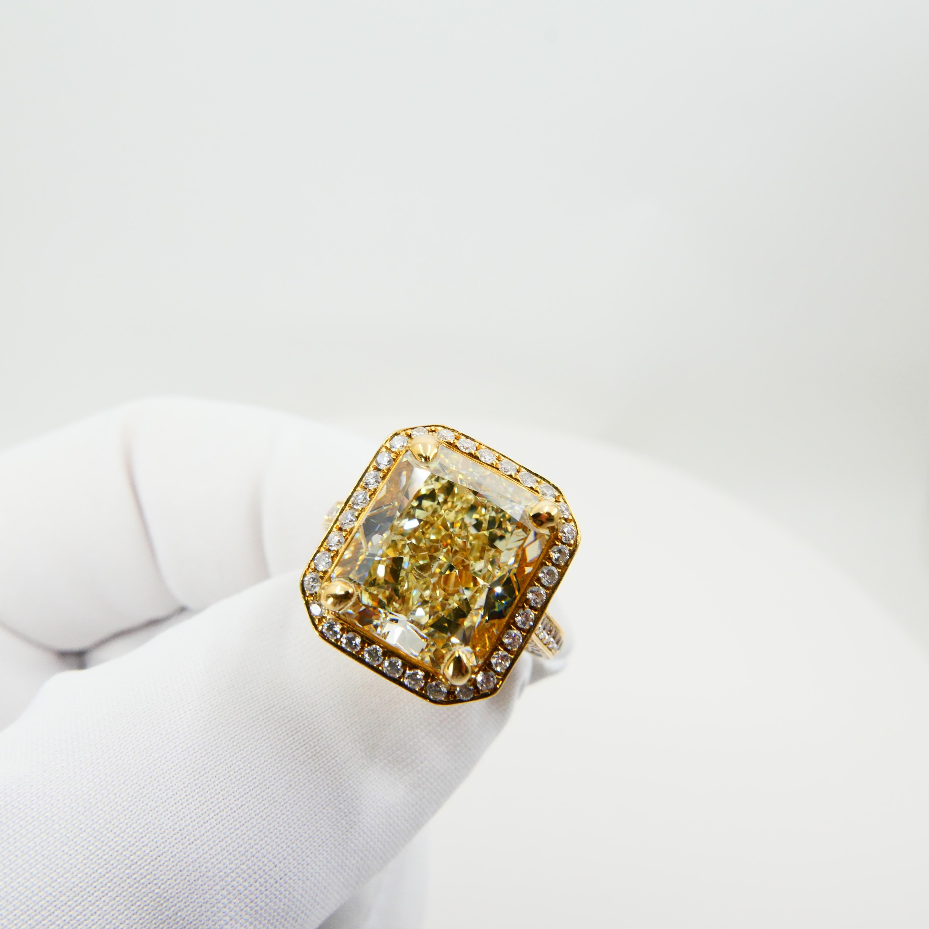 GIA Certified 9 Carat Yellow Diamond Engagement Ring, Oversized & Eye Clean 1