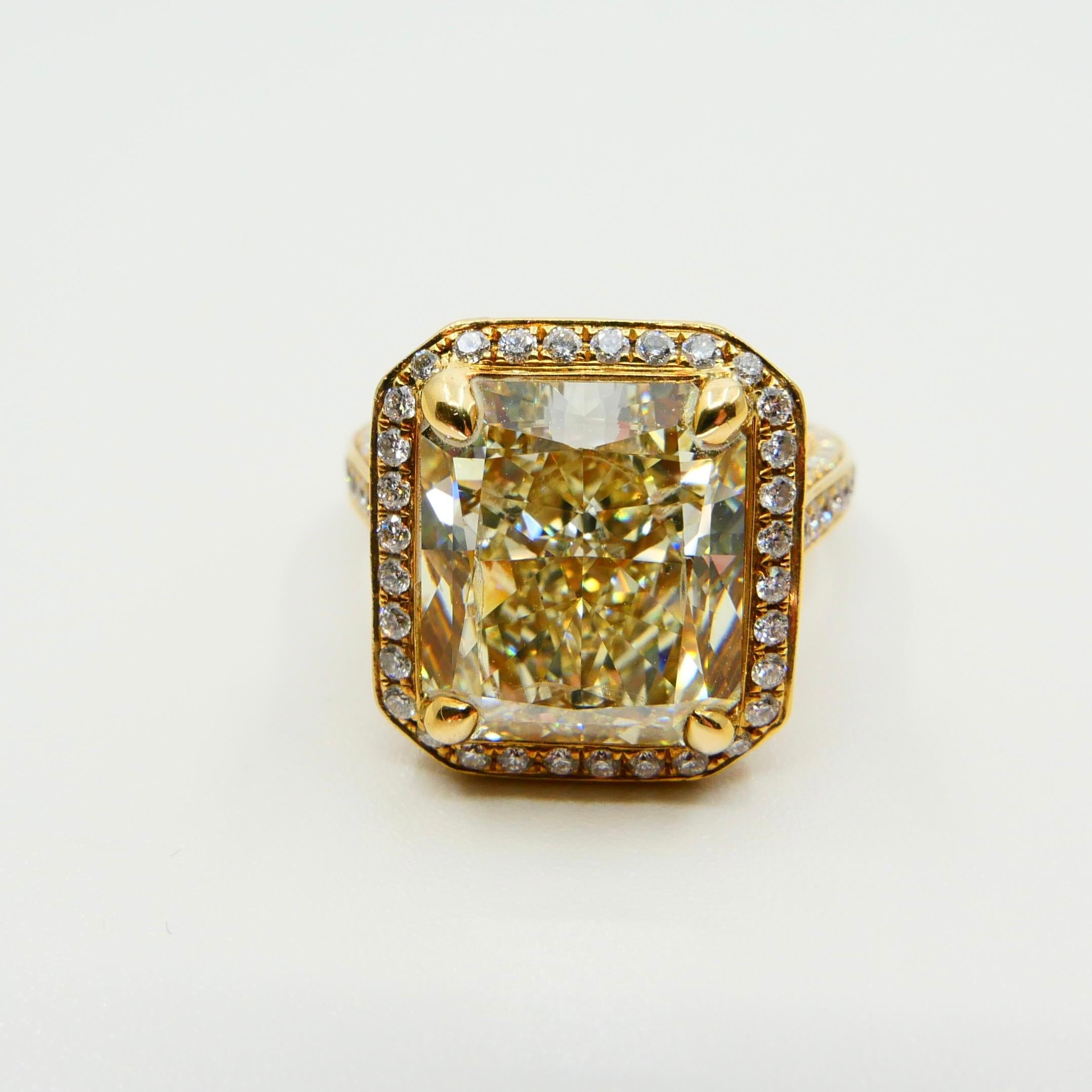 GIA Certified 9 Carat Yellow Diamond Engagement Ring, Oversized & Eye Clean 3