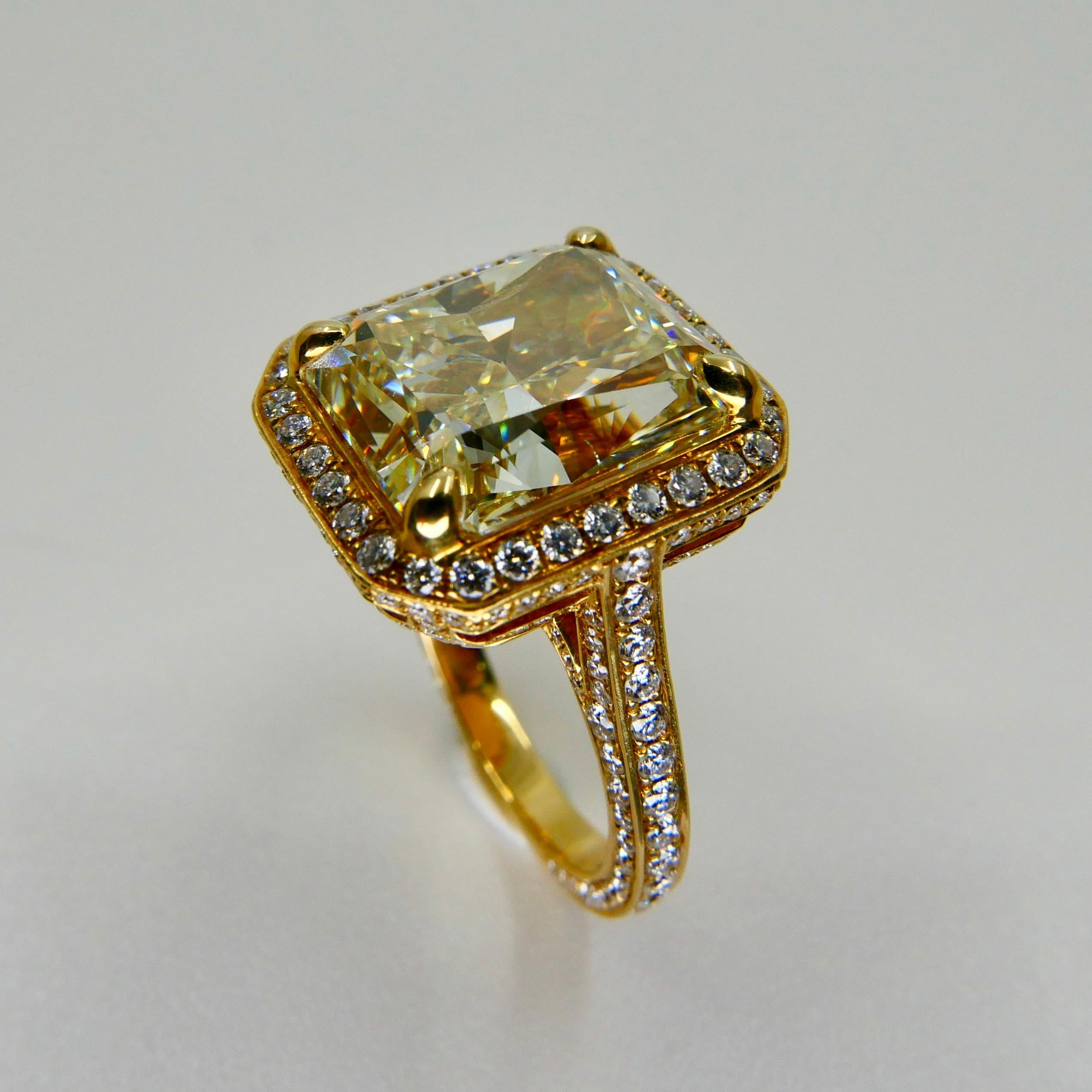Contemporary GIA Certified 9 Carat Yellow Diamond Engagement Ring, Oversized & Eye Clean