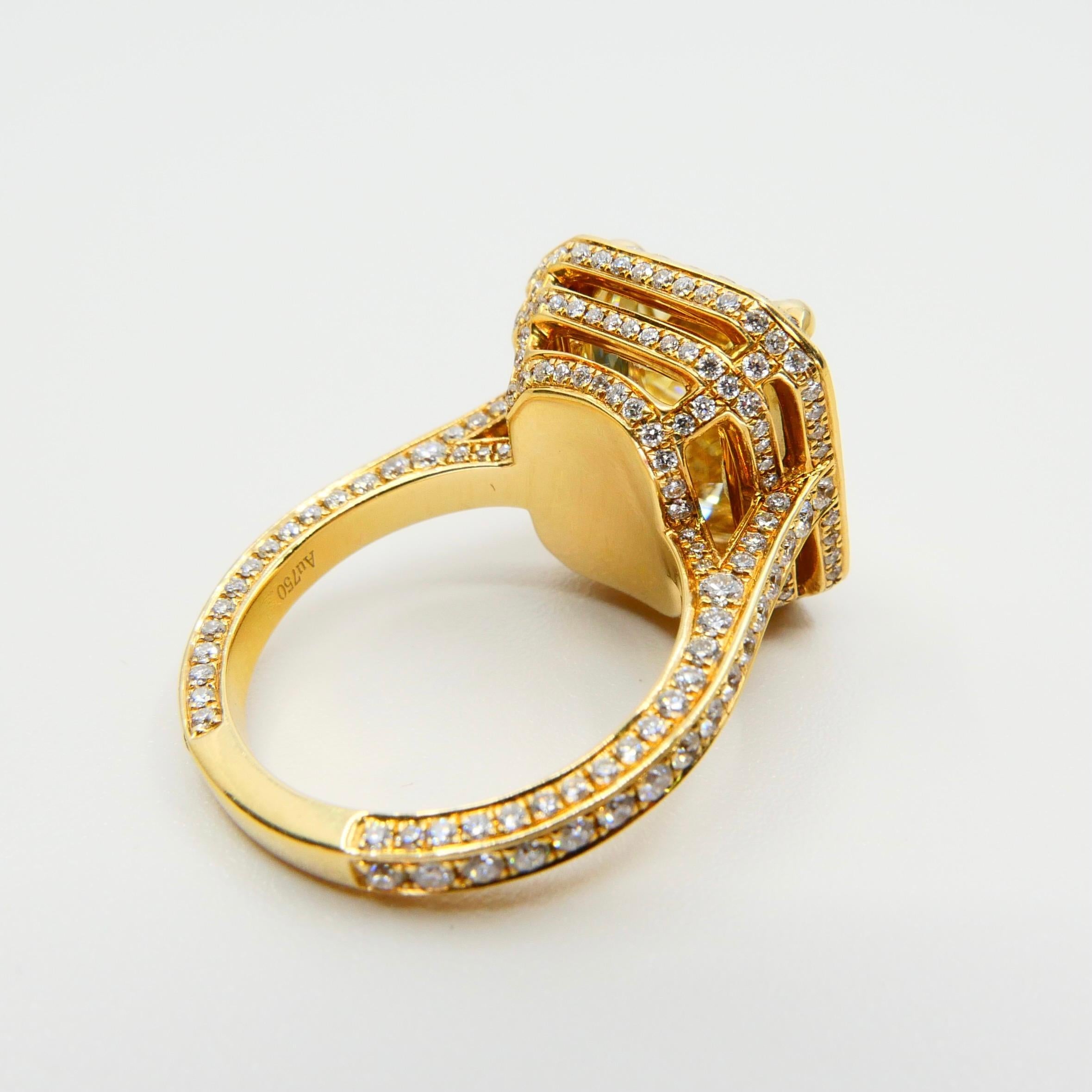 Radiant Cut GIA Certified 9 Carat Yellow Diamond Engagement Ring, Oversized & Eye Clean