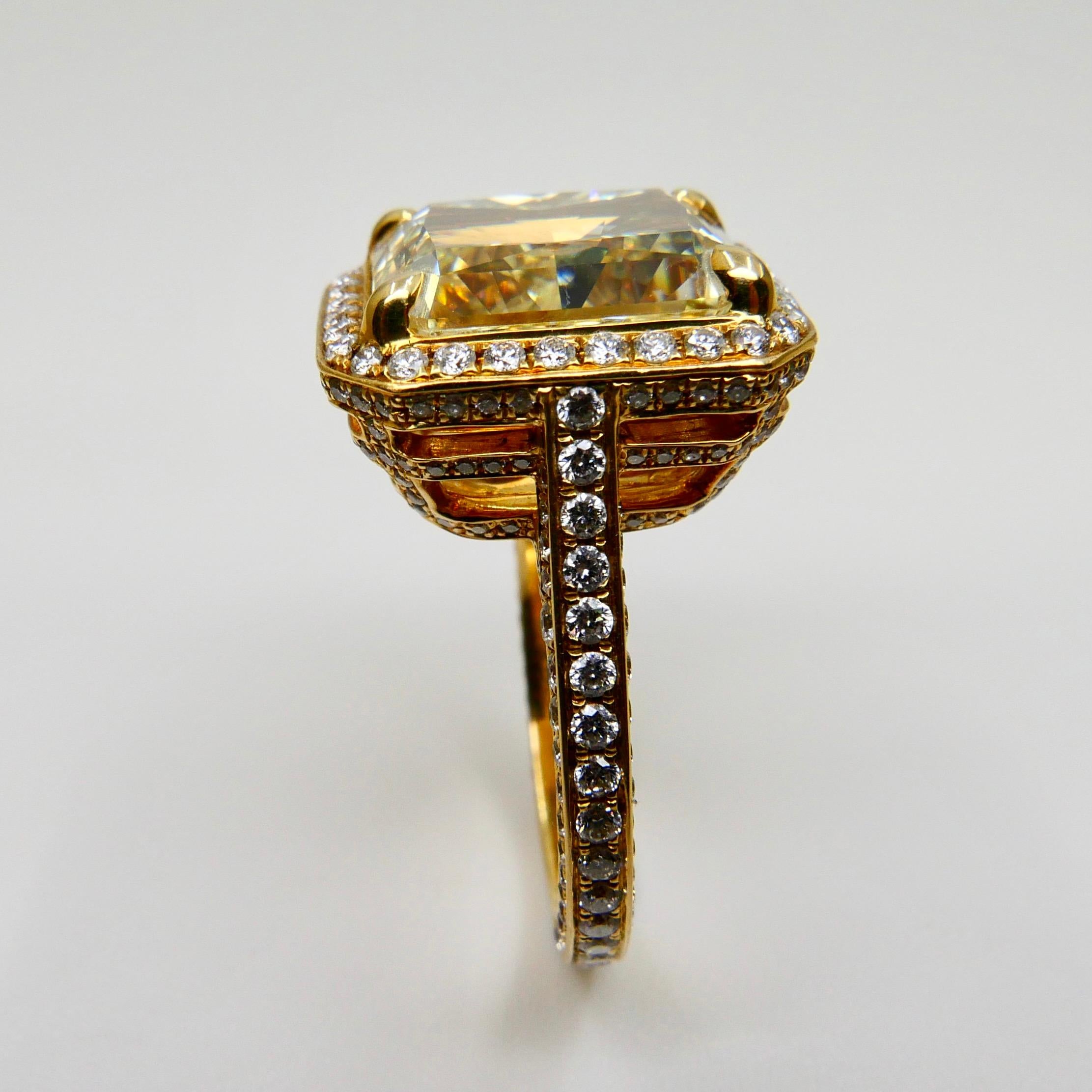 Women's GIA Certified 9 Carat Yellow Diamond Engagement Ring, Oversized & Eye Clean