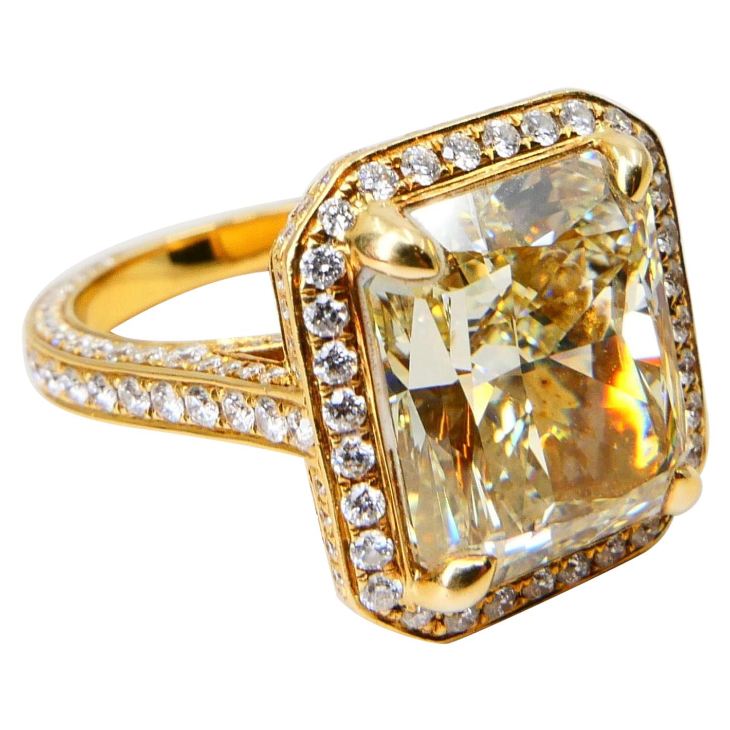 GIA Certified 9 Carat Yellow Diamond Engagement Ring, Oversized & Eye Clean