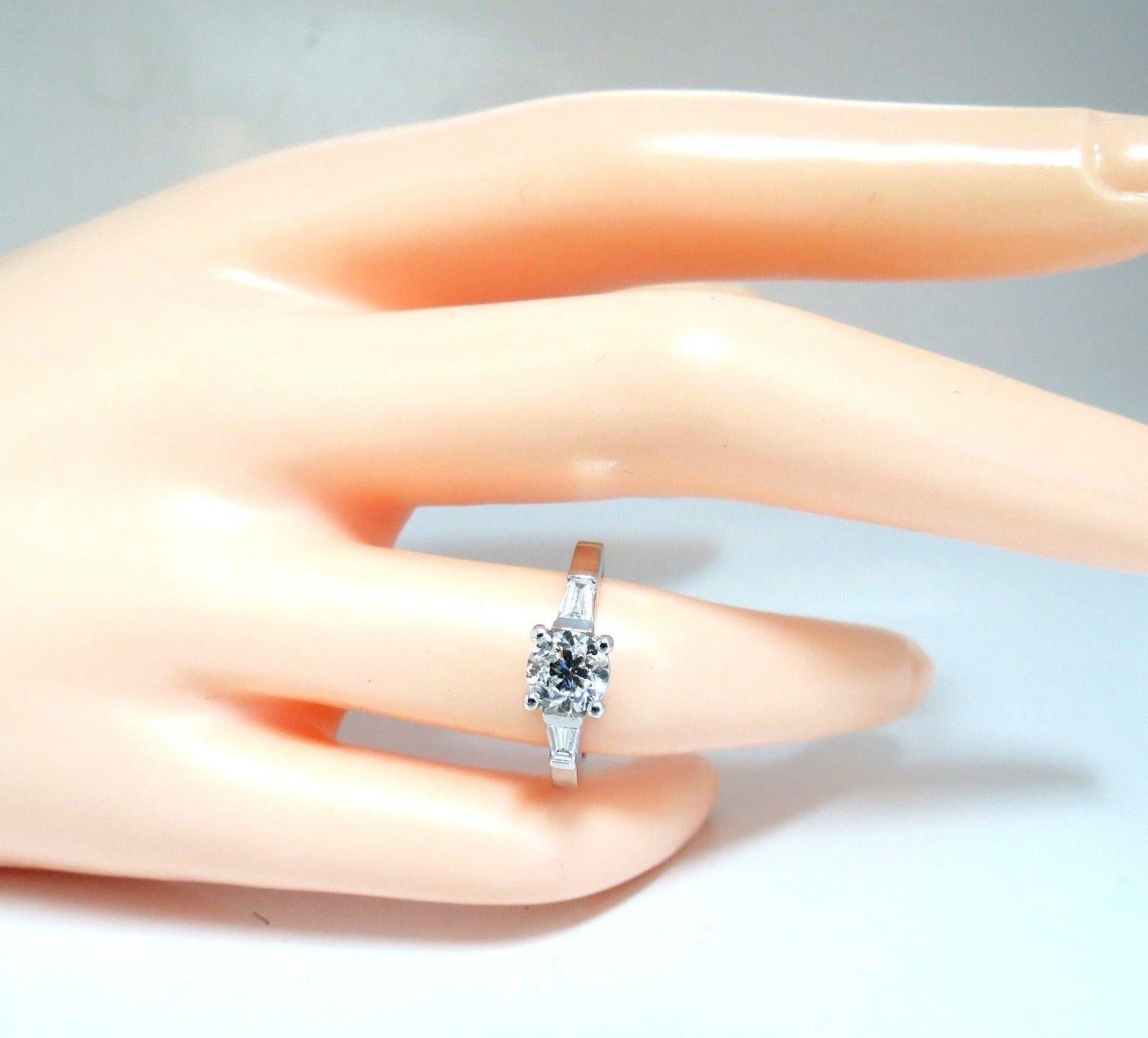 Modernist GIA Certified .90 Carat and .36 Carat Round Diamond Engagement Ring Platinum For Sale