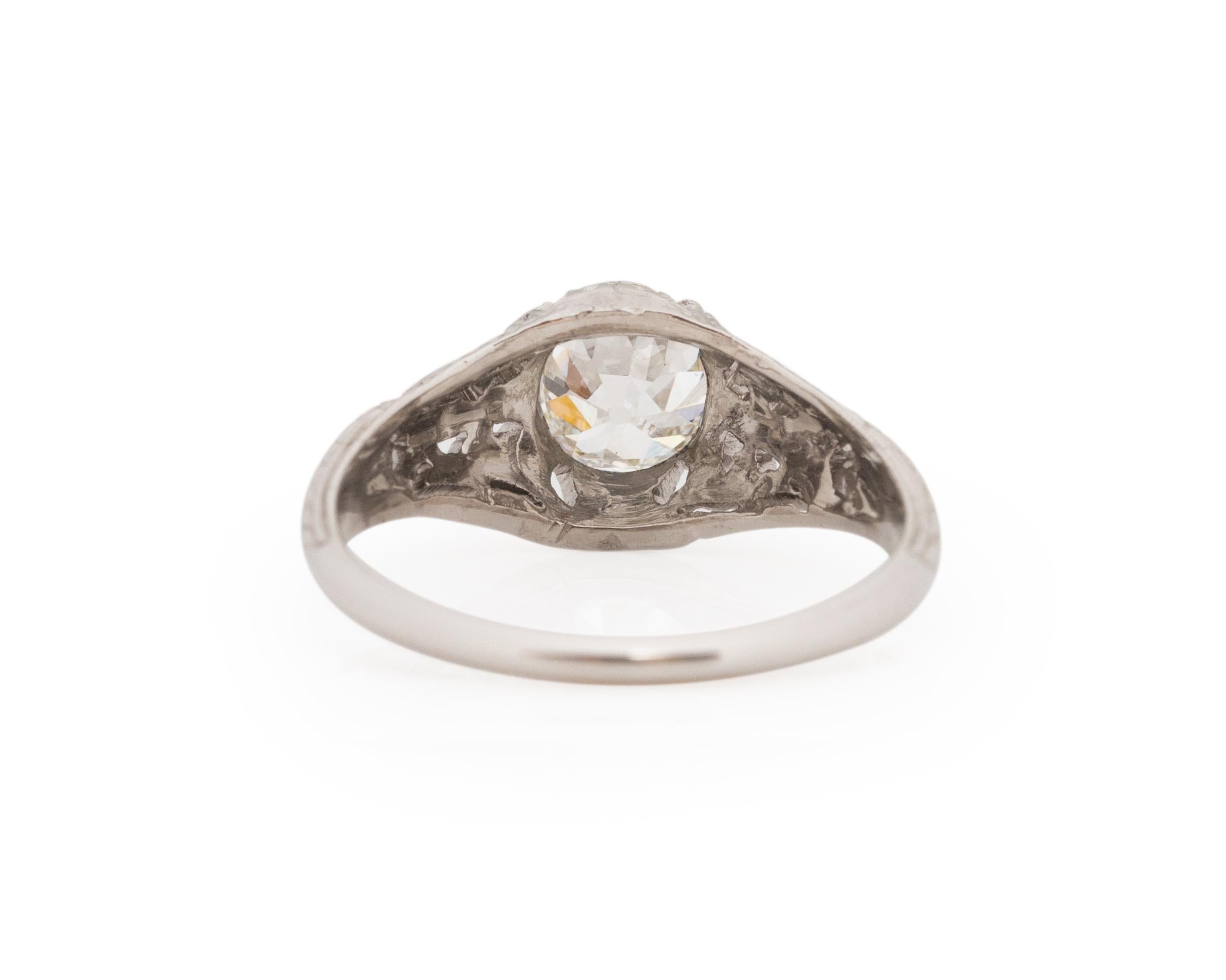 GIA Certified .90 Carat Art Deco Diamond Platinum Engagement Ring In Good Condition For Sale In Atlanta, GA