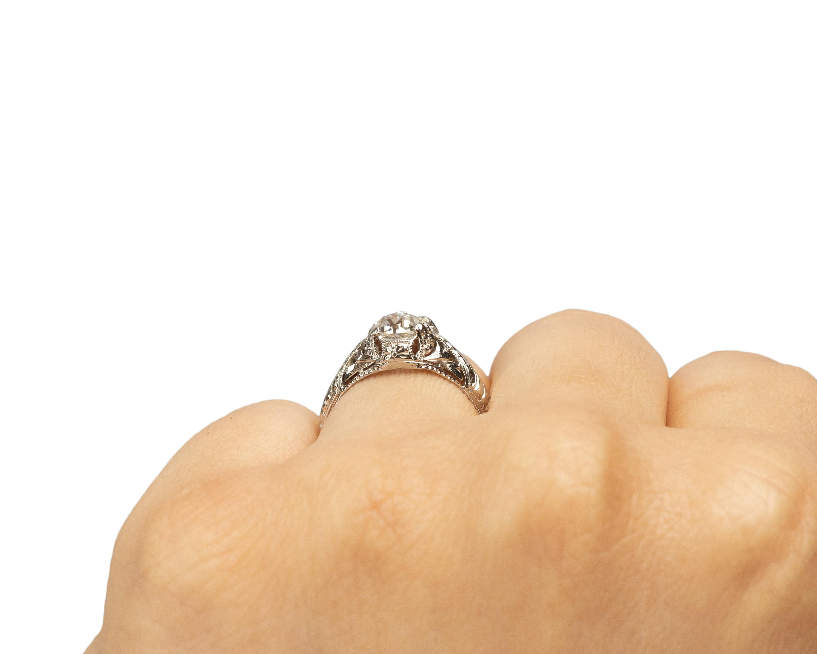 GIA Certified .90 Carat Art Deco Diamond Platinum Engagement Ring For Sale 1