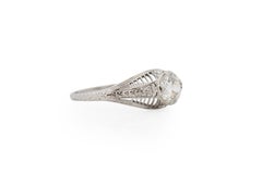 GIA Certified .90 Carat Edwardian Diamond Platinum Engagement Ring