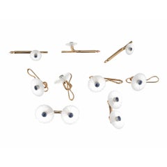 GIA Certified .90 Carat Montana Sapphire Quartz Gold Shirt Stud Cufflinks