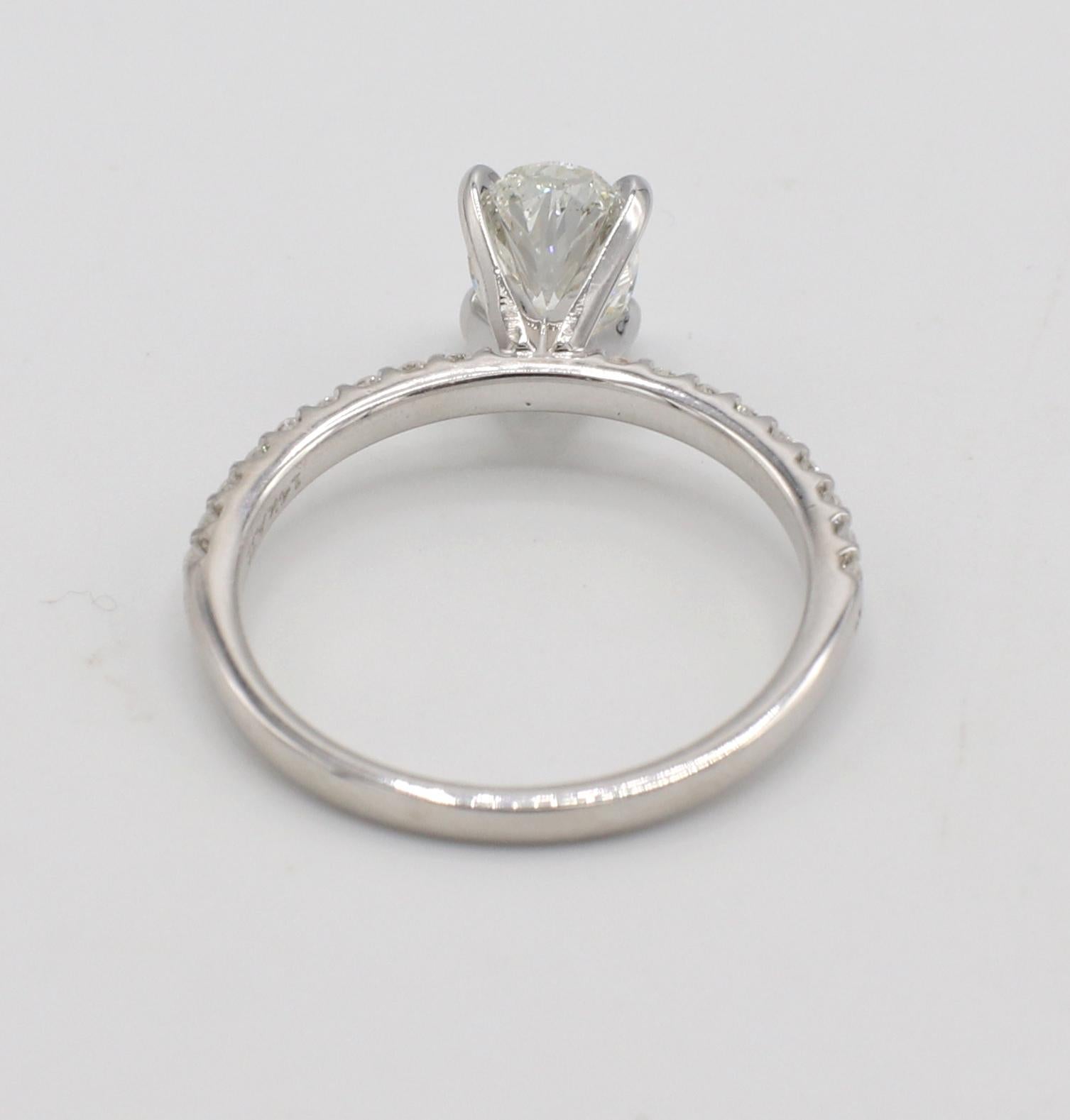 GIA Certified .90 Carat Oval I SI2 Diamond White Gold Engagement Ring In Excellent Condition In  Baltimore, MD