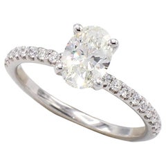 GIA Certified .90 Carat Oval I SI2 Diamond White Gold Engagement Ring
