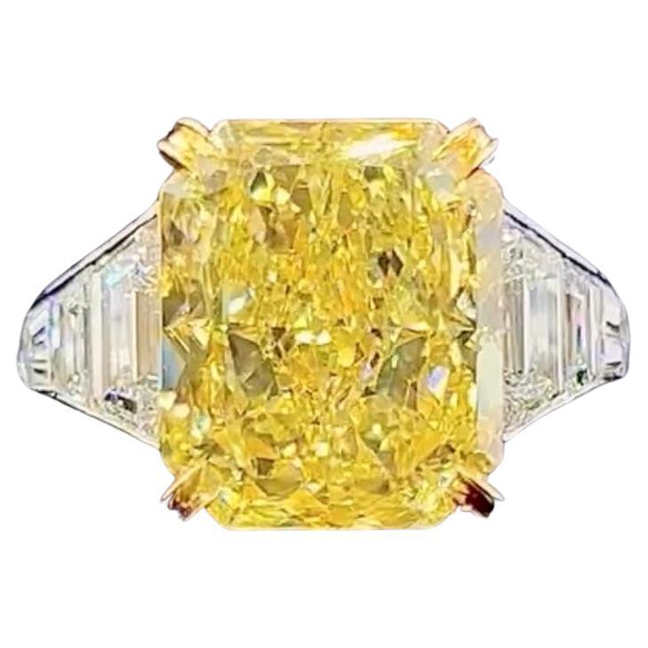 GIA Certified 9.00 Carat Fancy Yellow Diamond  18K Gold Ring