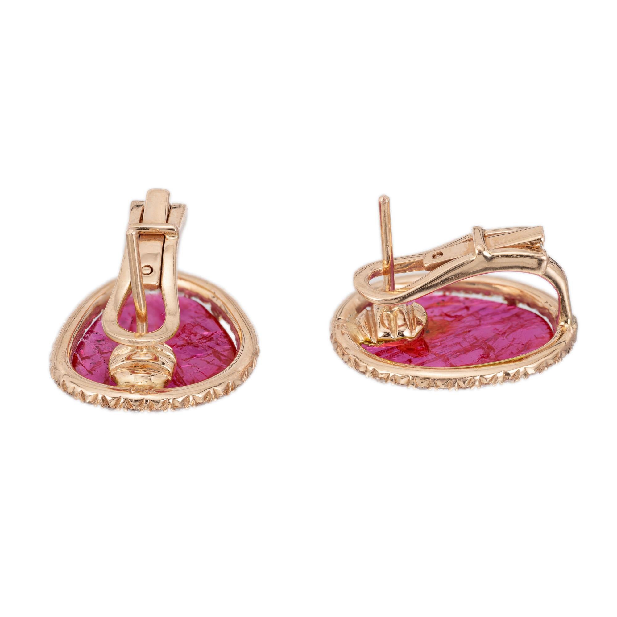 GIA Certified 9.00 Carat Purple Pink Sapphire Diamond Yellow Gold Earrings For Sale 2
