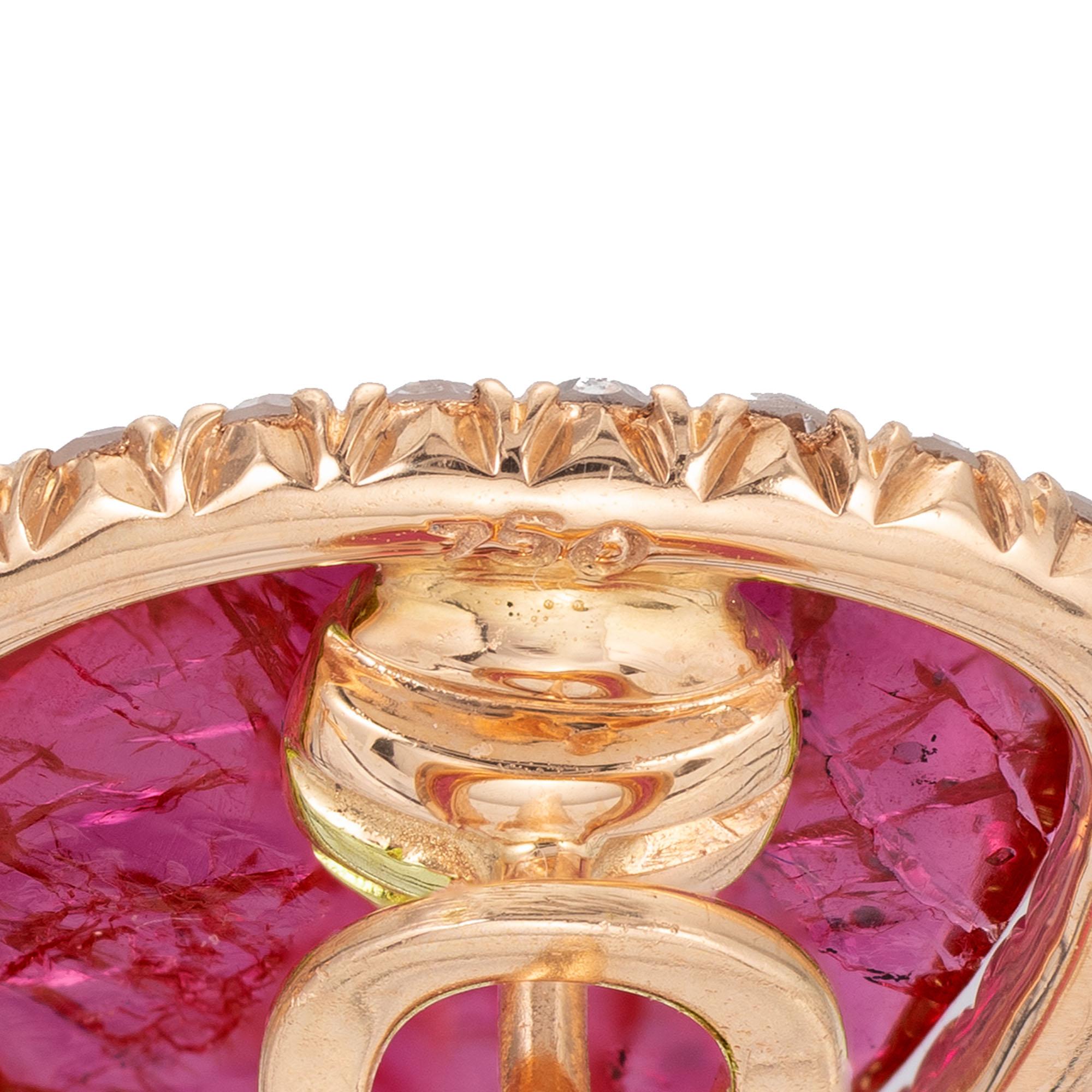 GIA Certified 9.00 Carat Purple Pink Sapphire Diamond Yellow Gold Earrings For Sale 3