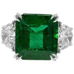 Bague avec diamant émeraude verte certifiée GIA