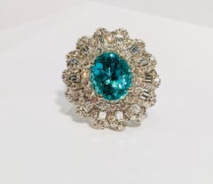 GIA Certified 9.02 Carat Paraiba Tourmaline and Diamond 18 Karat White Gold Ring