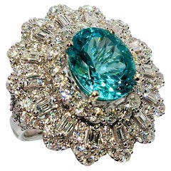 GIA Certified 9.02 Carat Paraiba Tourmaline and Diamond 18 Karat White Gold Ring