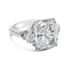 GIA Certified 9.02 Carat Radiant Cut Diamond Three-Stone Engagement Ring