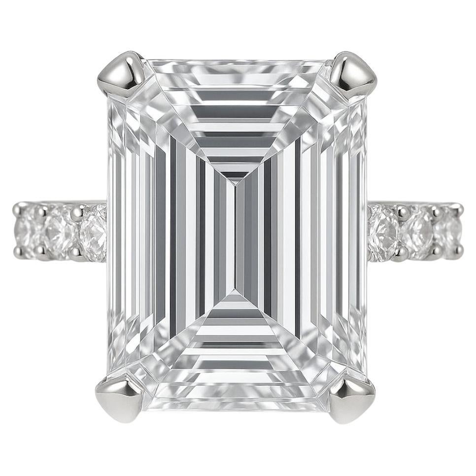 GIA Certified 9.05 Carat Emerald Cut D Flawless Diamond Ring in Platinum For Sale