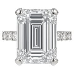 GIA Certified 9.05 Carat Emerald Cut D Flawless Diamond Ring in Platinum