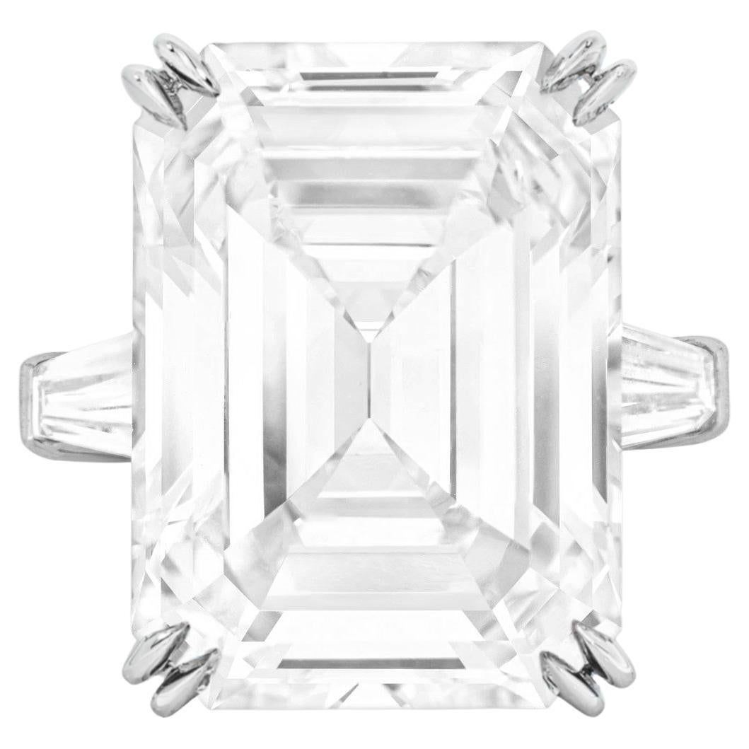 GIA Certified 9.07 Carat Emerald-cut Diamond Ring Flawless E Color For Sale