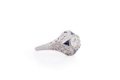 GIA zertifizierter 0,91 Karat Art Deco Diamant Platin Verlobungsring
