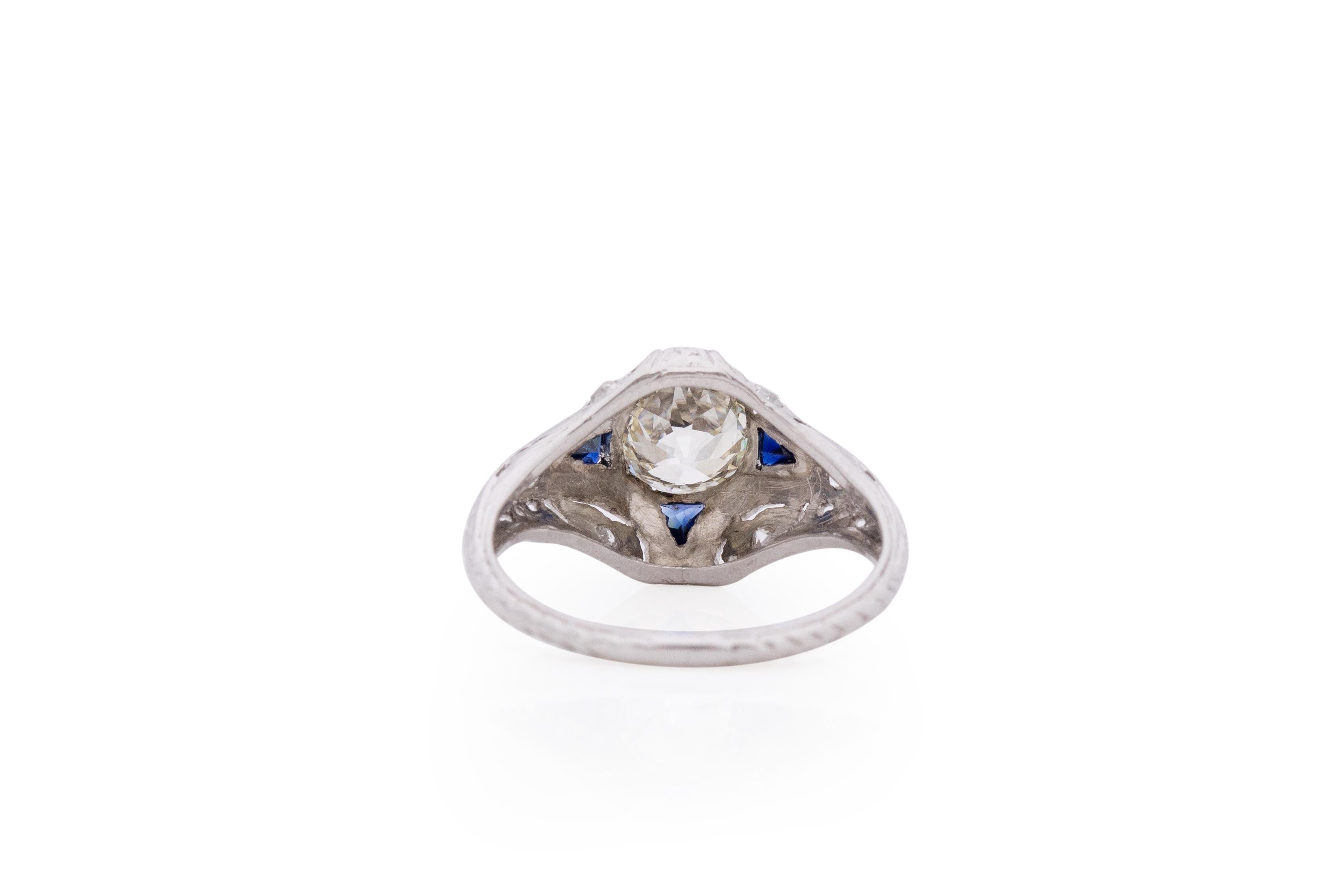 Old European Cut GIA Certified .91 Carat Art Deco Diamond Platinum Engagement Ring For Sale