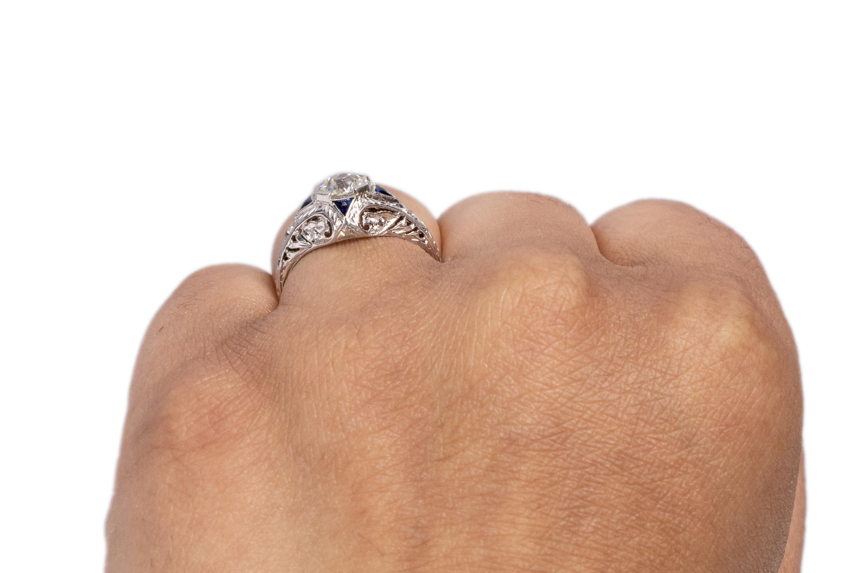 Women's GIA Certified .91 Carat Art Deco Diamond Platinum Engagement Ring For Sale