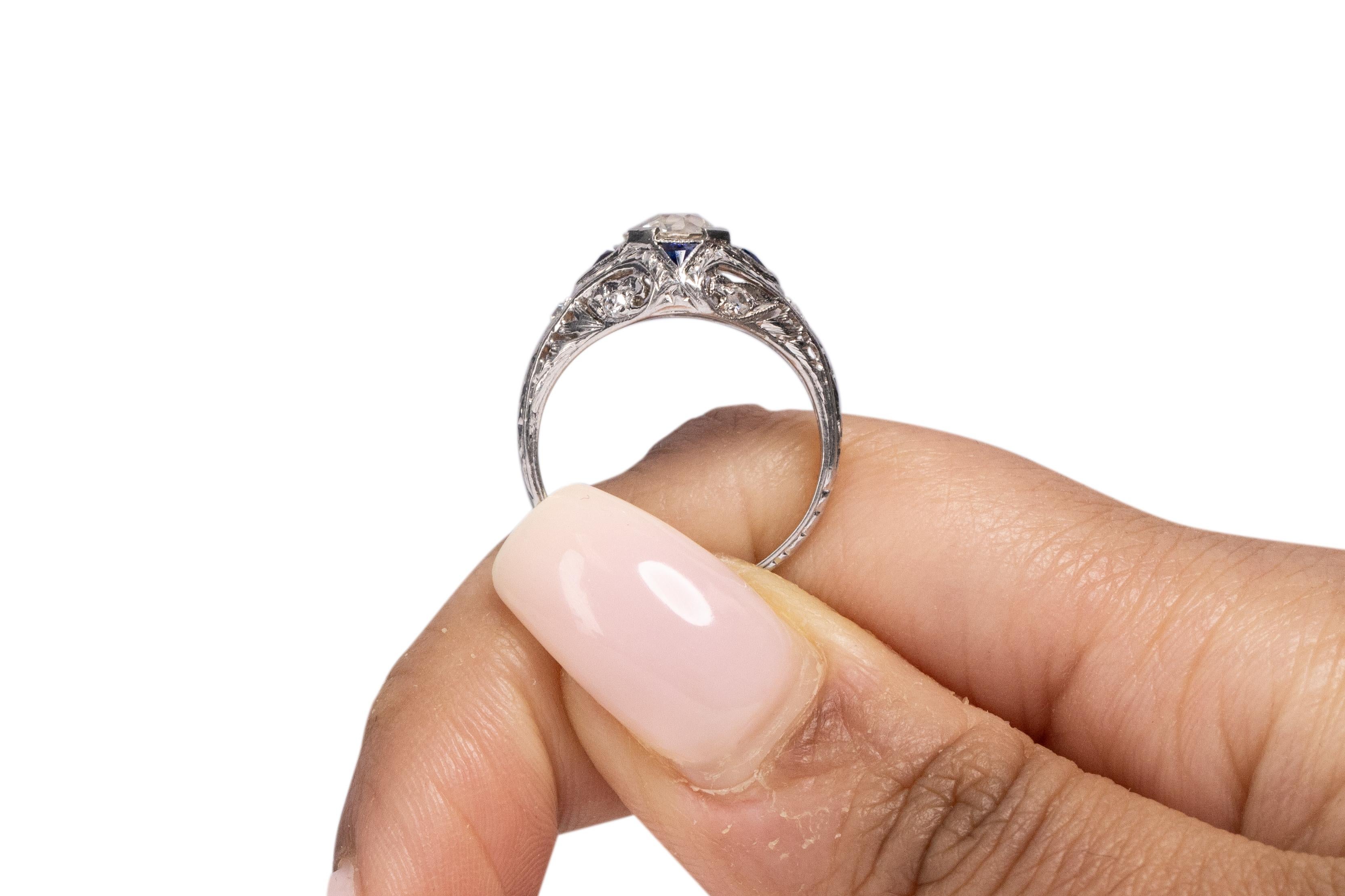 GIA Certified .91 Carat Art Deco Diamond Platinum Engagement Ring For Sale 2