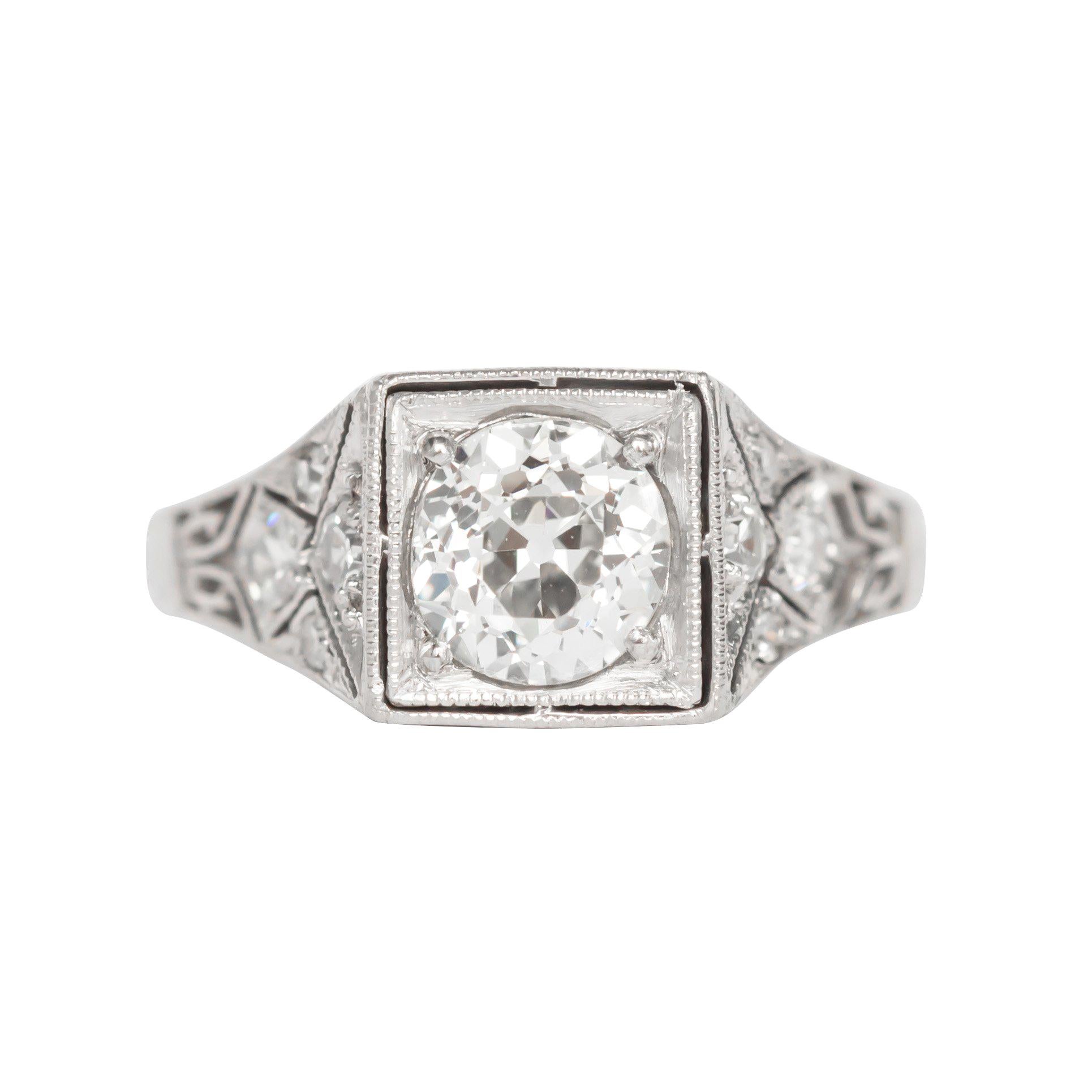 GIA Certified .91 Carat Diamond Platinum Engagement Ring For Sale